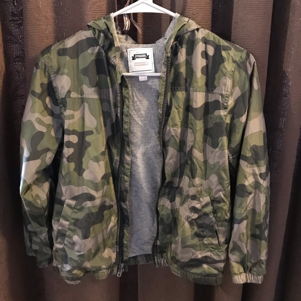 Gymboree boys camouflage zip coat jacket size M 7-8 green